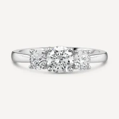 Born Platinum Lab Grown 1ct 3 Stone Round Brilliant Diamond Ring