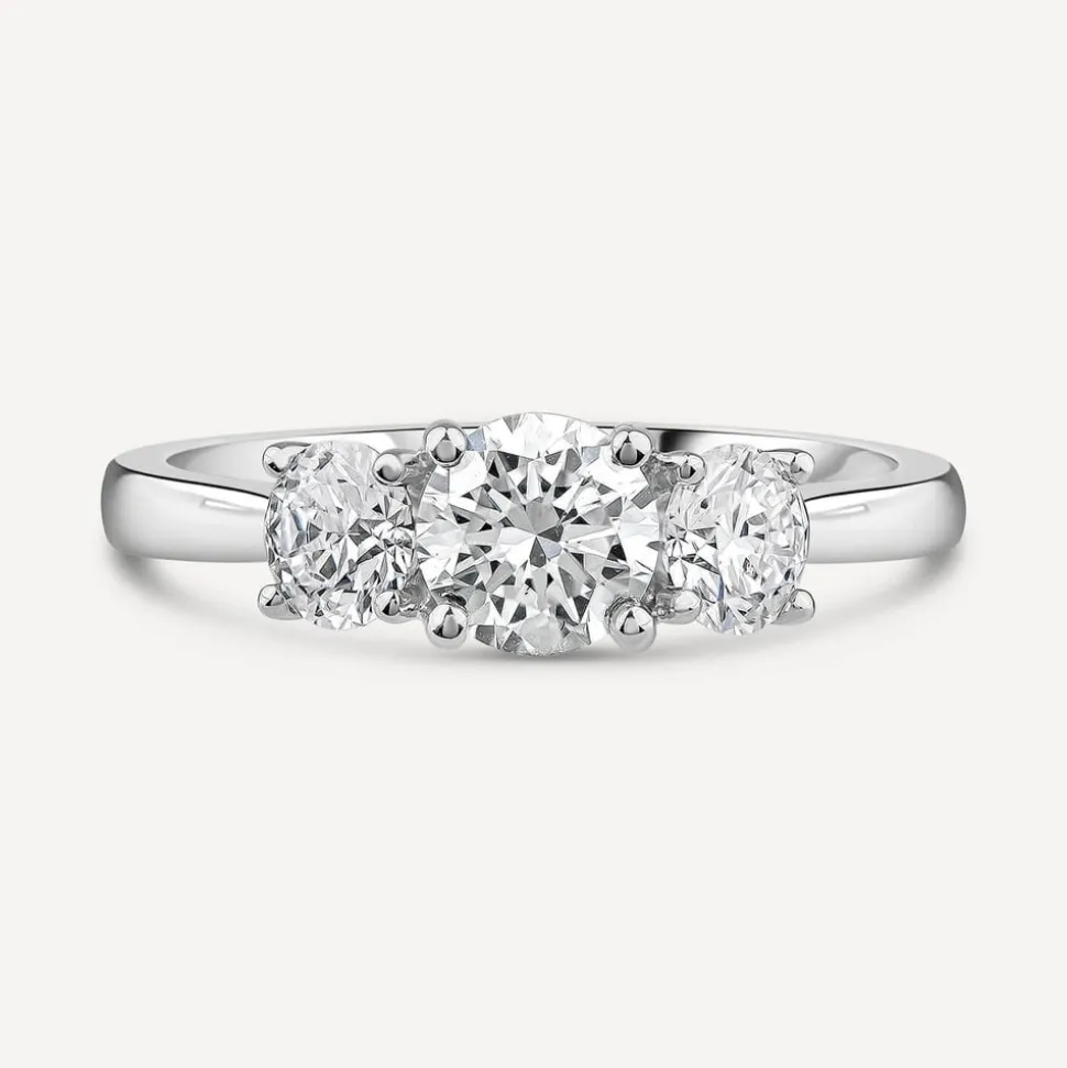 Born Platinum Lab Grown 1ct 3 Stone Round Brilliant Diamond Ring