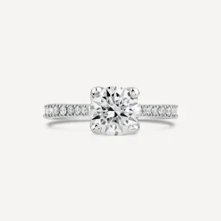 Born Platinum Lab Grown 1.40ct Round Brilliant Solitaire & Diamond Sides Ring