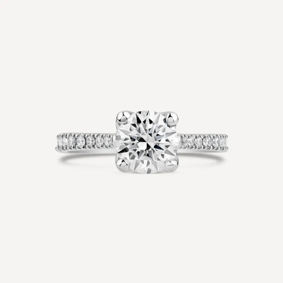 Born Platinum Lab Grown 1.40ct Round Brilliant Solitaire & Diamond Sides Ring