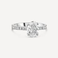 Born Platinum Lab Grown 1.40ct Oval & Diamond Sides Ring