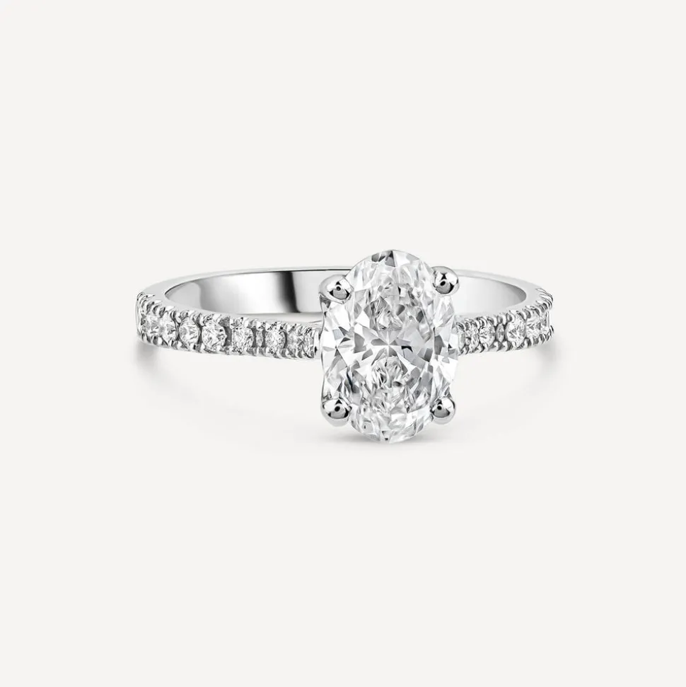 Born Platinum Lab Grown 1.40ct Oval & Diamond Sides Ring