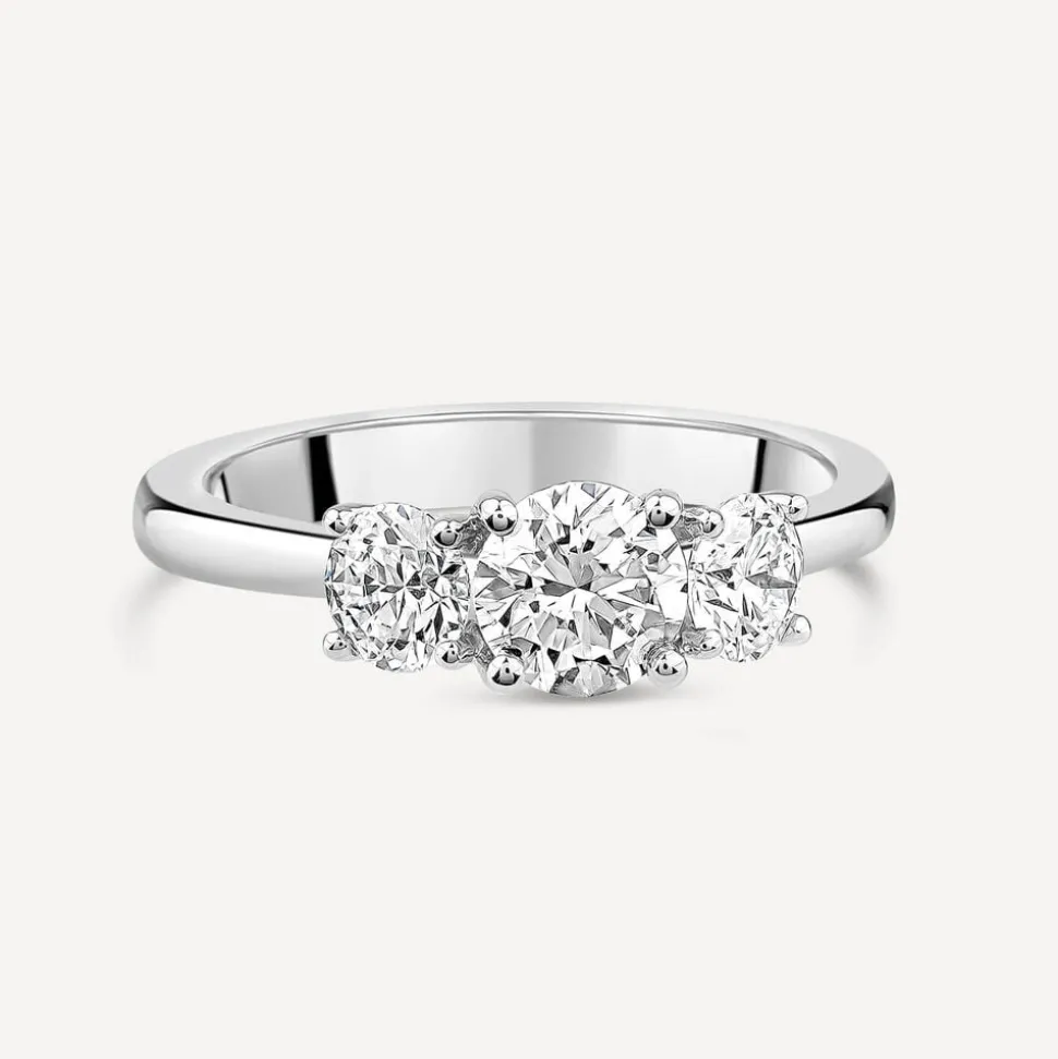 Born Platinum Lab Grown 1ct 3 Stone Round Brilliant Diamond Ring