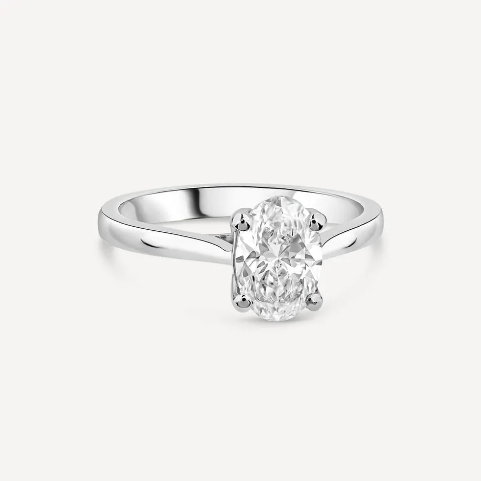 Born Platinum Lab Grown 1ct Oval Solitaire Diamond Ring