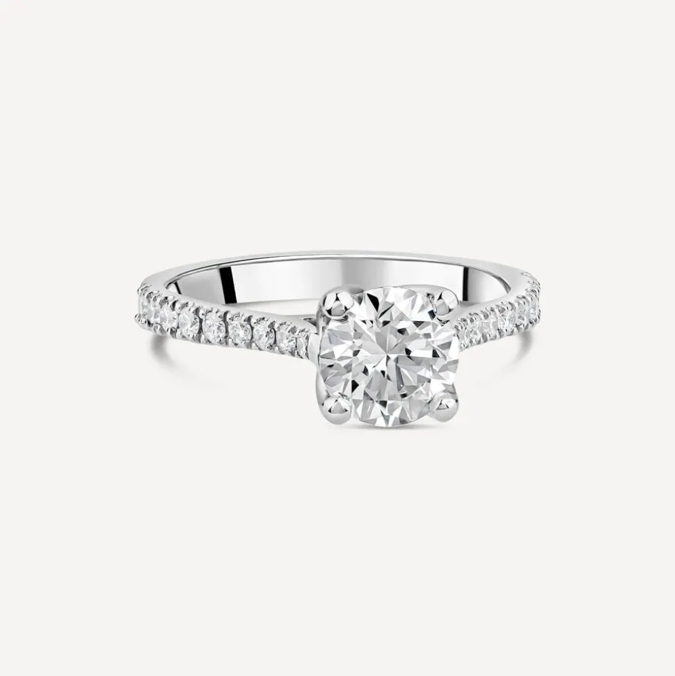 Born Platinum Lab Grown 1.20ct Round Brilliant Solitaire & Diamond Sides Ring