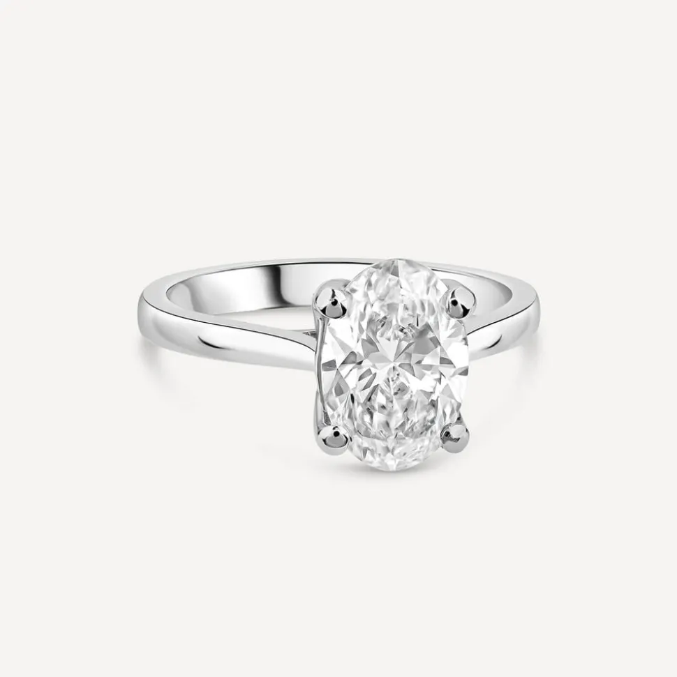 Born Platinum Lab Grown 2ct Solitaire Oval Diamond Ring