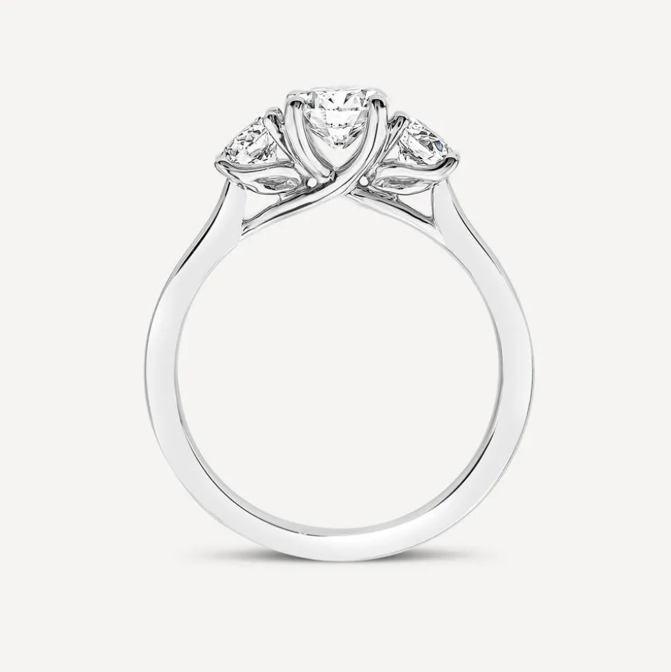 Born Platinum Lab Grown 1ct 3 Stone Round Brilliant Diamond Ring