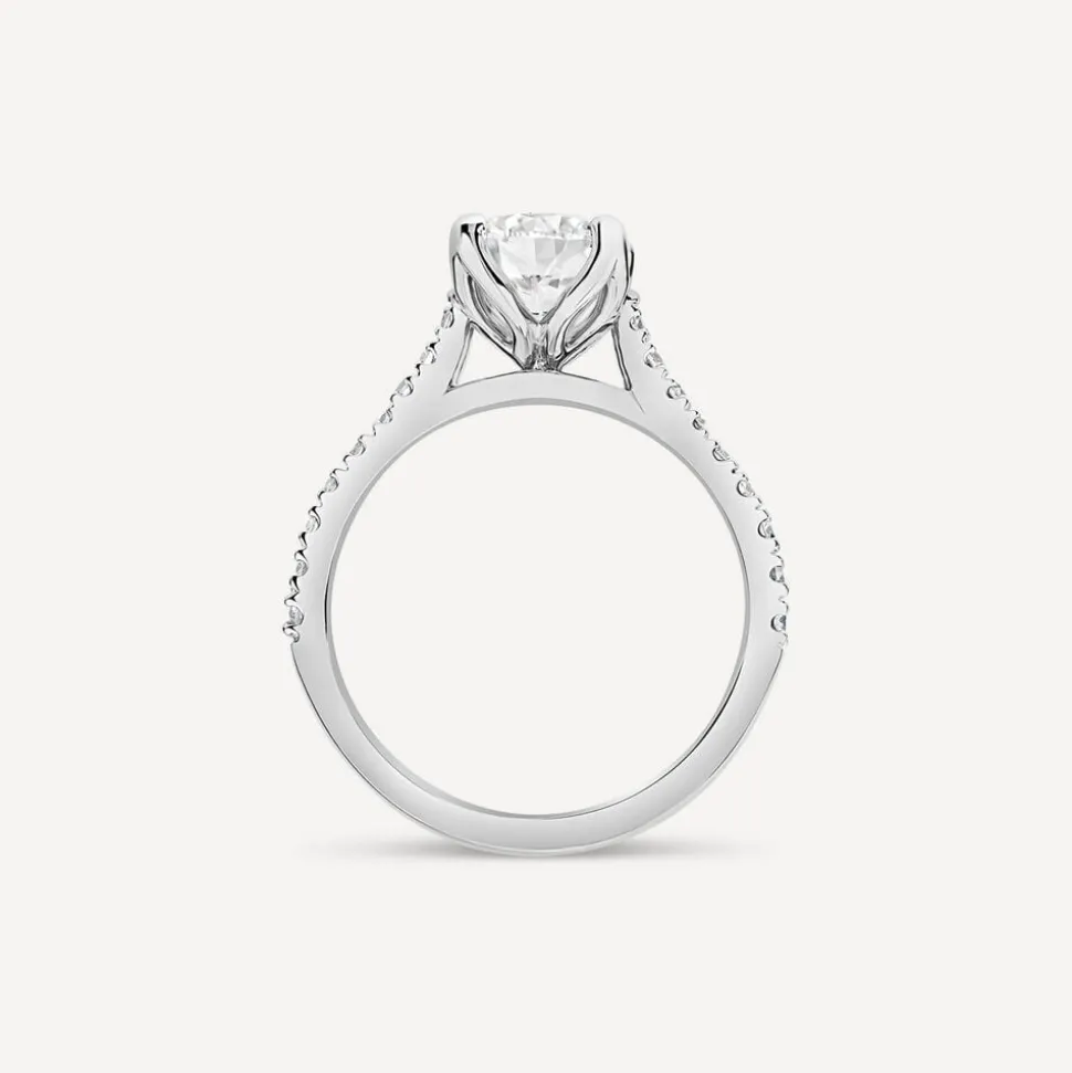 Born Platinum Lab Grown 1.40ct Round Brilliant Solitaire & Diamond Sides Ring