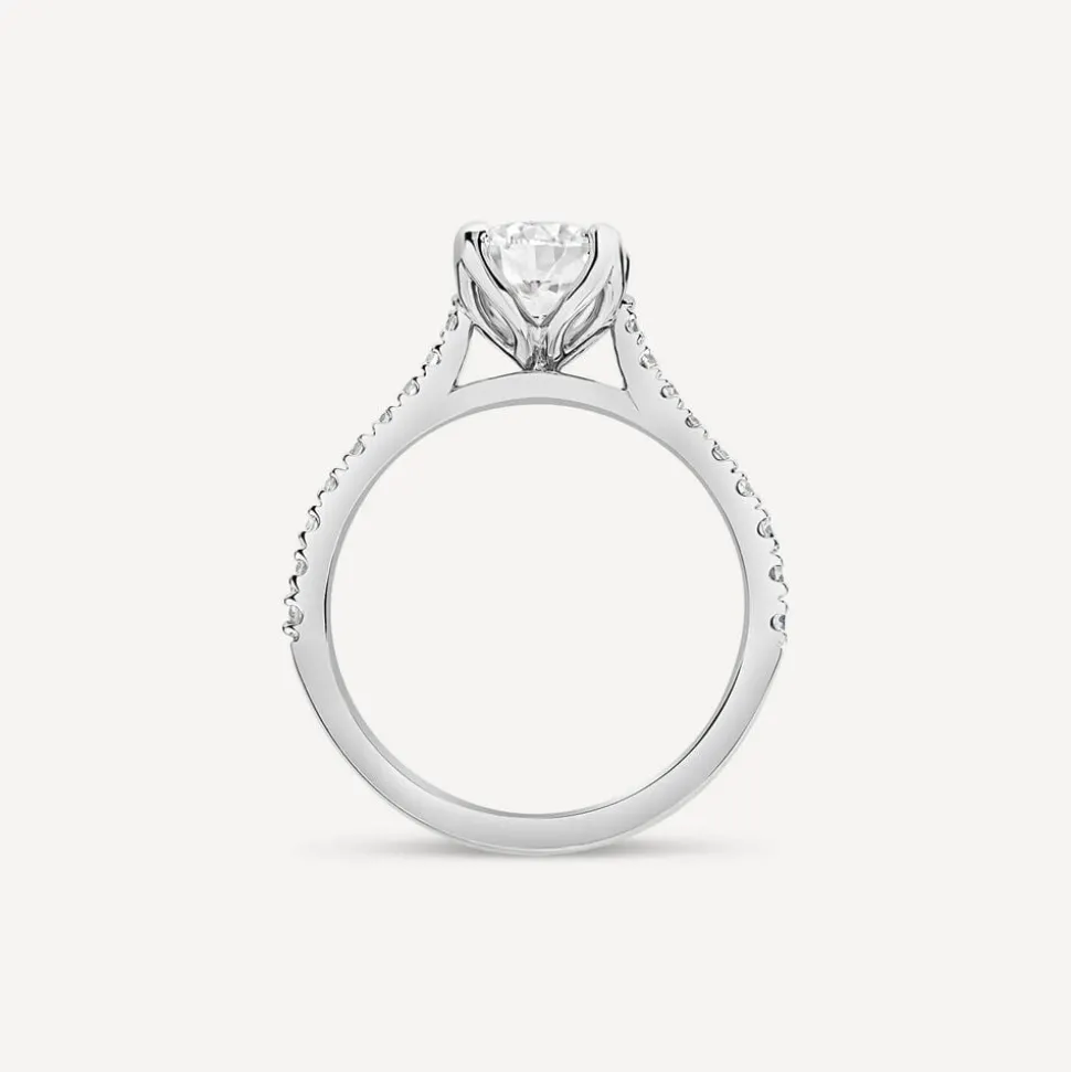 Born Platinum Lab Grown 1.20ct Round Brilliant Solitaire & Diamond Sides Ring