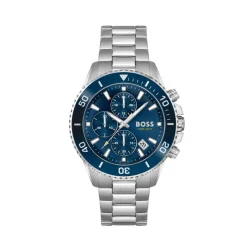 BOSS Admiral 46mm Blue Dial Chrono Steel Case Bracelet Watch