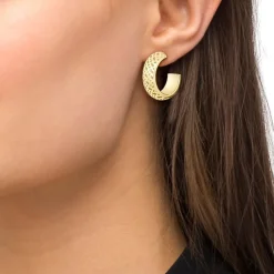BOSS Aspen Yellow Gold IP Huggie Earrings