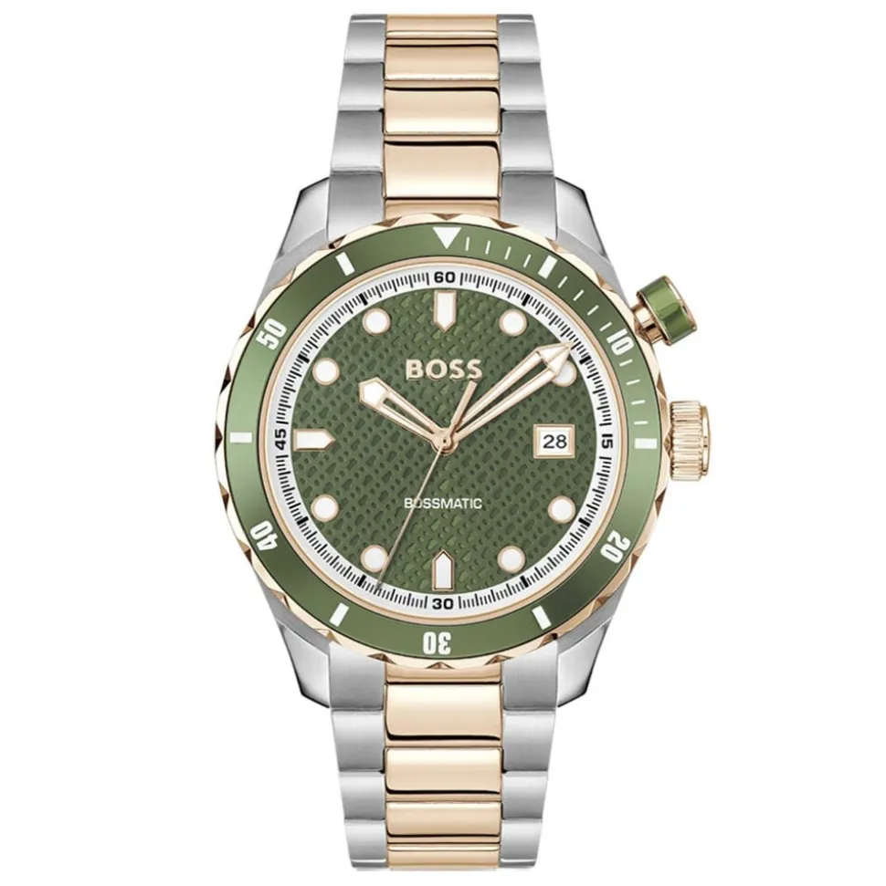 BOSS Bossmatic 42mm Green Dial Two-Tone Stainless Steel Bracelet Watch