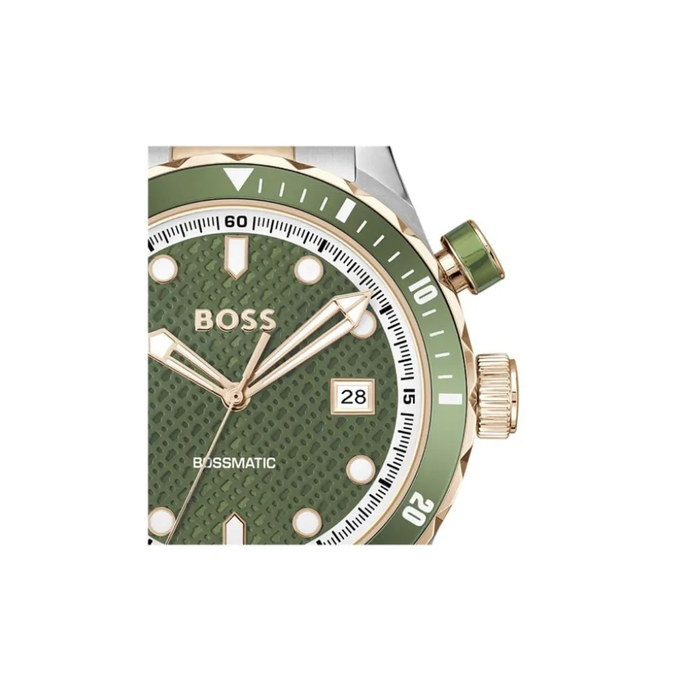 BOSS Bossmatic 42mm Green Dial Two-Tone Stainless Steel Bracelet Watch