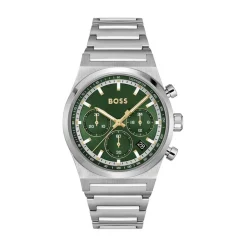 BOSS Candor Chronograph 41mm Green Dial Steel Bracelet Watch