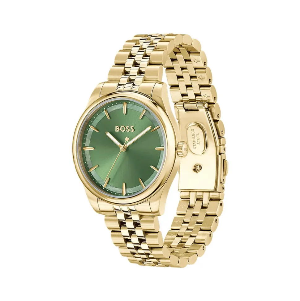 BOSS Graceful 36mm Green Dial Gold Tone Steel Bracelet Watch