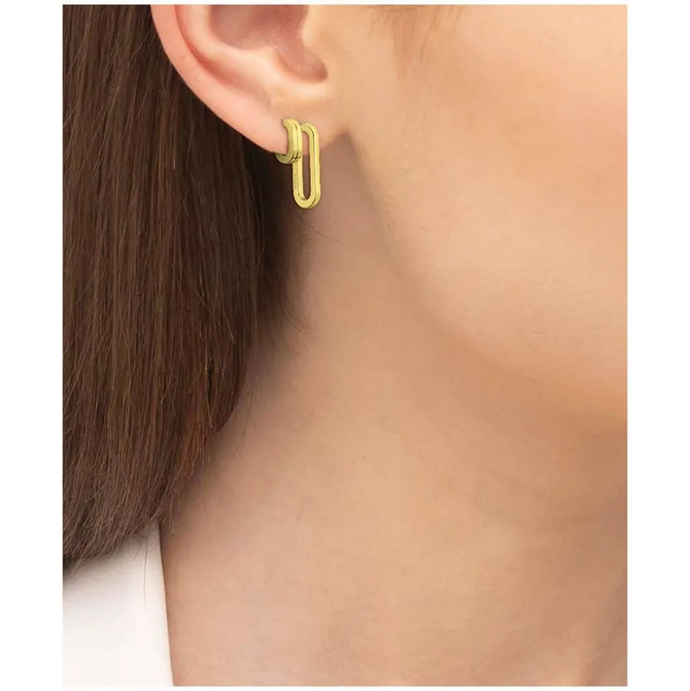 BOSS Hailey Light Yellow Gold IP Link Earrings