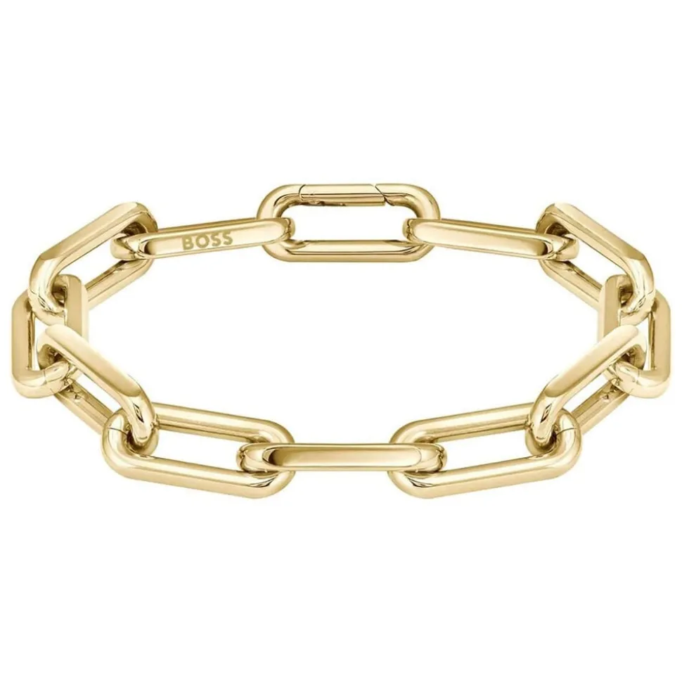 BOSS Halia Yellow Gold Stainless Steel Chain Link Bracelet