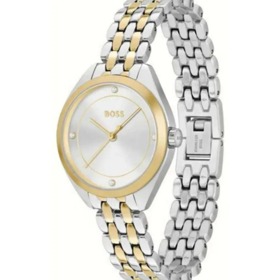 BOSS Mae 30mm 3 Hand Silver Dial Two Tone Bracelet Watch
