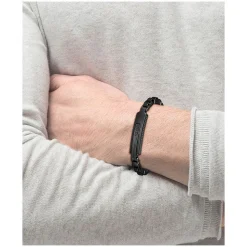 BOSS Orlado Black IP Chain & Plate Men's Bracelet