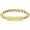 BOSS Orlado Yellow IP Chain & Plate Men's Bracelet