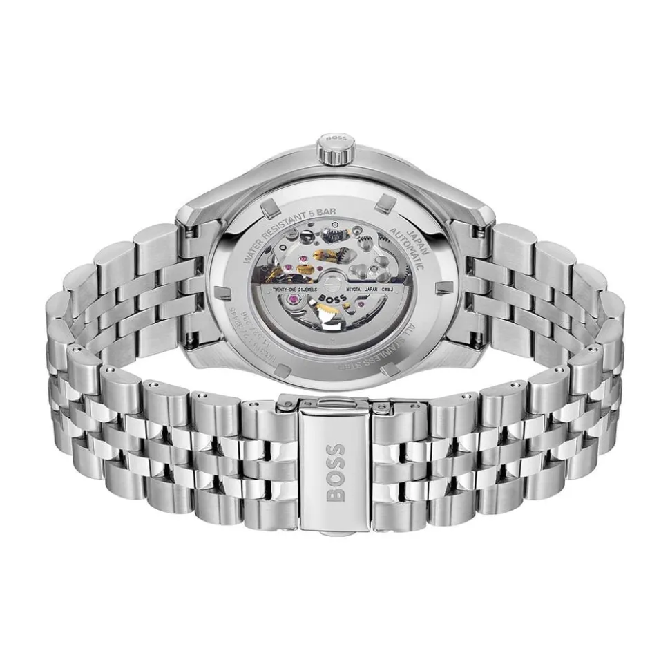 BOSS Principe Skeleton 41mm Green Dial Stainless Steel Bracelet Watch