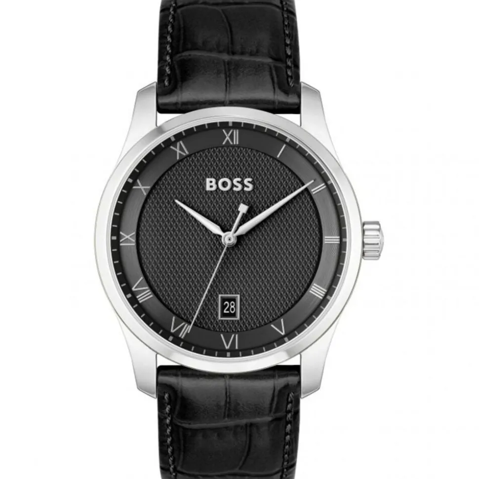 BOSS Principle 41mm Black Dial 3 Hands Black Strap Watch