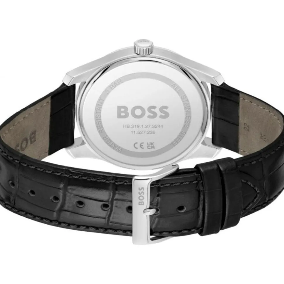 BOSS Principle 41mm Black Dial 3 Hands Black Strap Watch