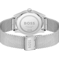 BOSS Principle 41mm Blue Dial 3 Hands Mesh Bracelet Watch