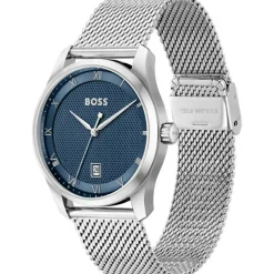 BOSS Principle 41mm Blue Dial 3 Hands Mesh Bracelet Watch