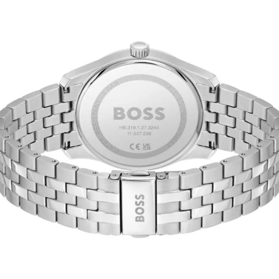 BOSS Principle 41mm Grey Dial 3 Hands Mesh Bracelet Watch