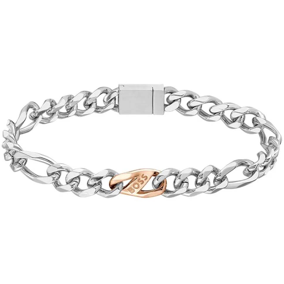 BOSS Rian Two Tone Branded Link Bracelet