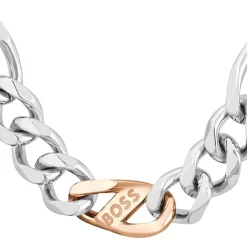 BOSS Rian Two Tone Branded Link Necklace
