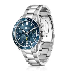 BOSS Runner Chronograph 44mm Blue Dial Steel Bracelet Watch