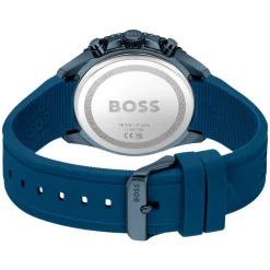 BOSS Runner Chronograph 44mm Blue Dial Silicone Strap Watch