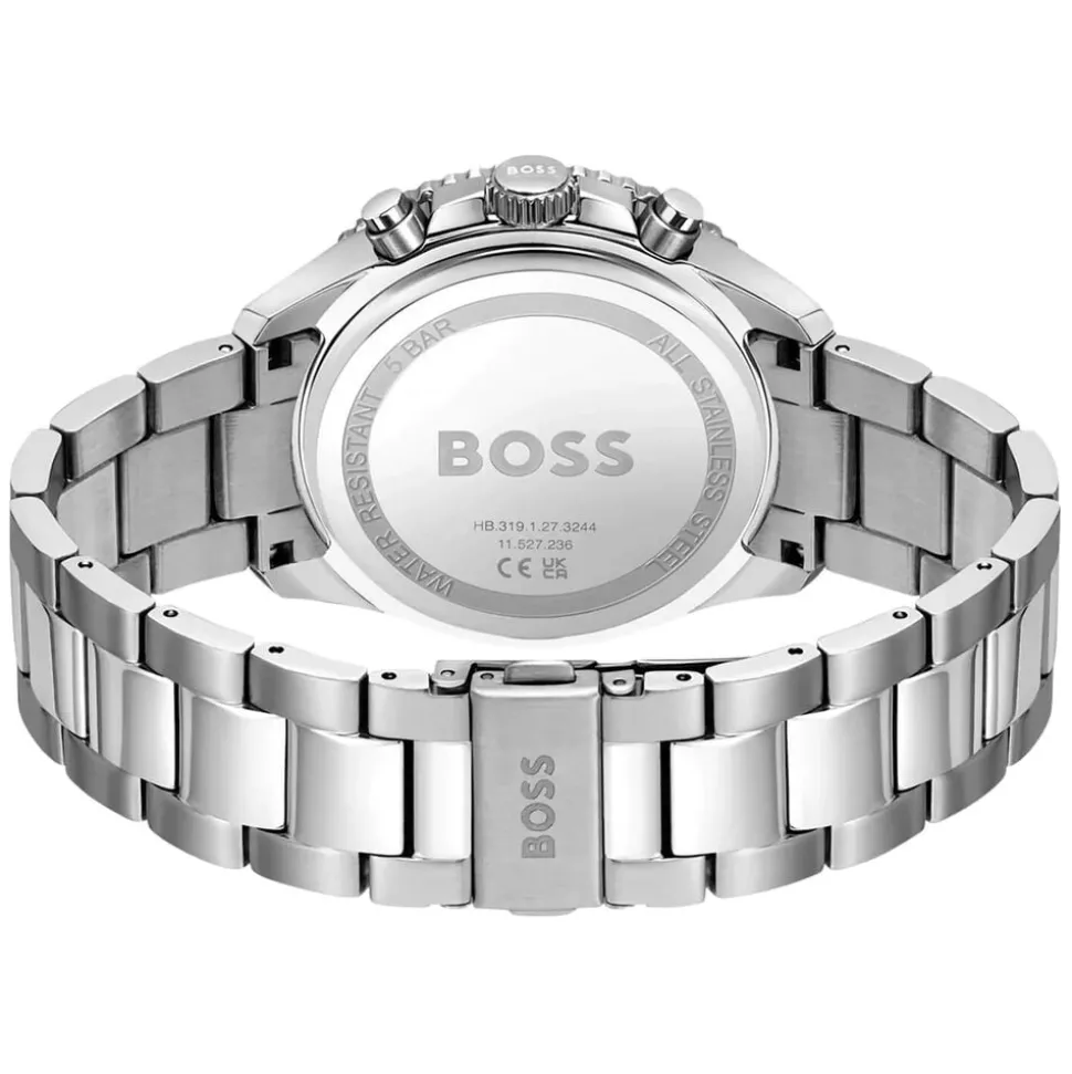 BOSS Runner Chronograph 44mm Blue Dial Steel Bracelet Watch