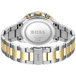 BOSS Runner Chronograph 44mm Black Dial Two-Tone Steel Bracelet Watch