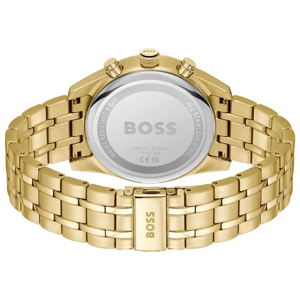 BOSS Skytraveller Chronograph 44mm Black Dial Steel Bracelet Watch
