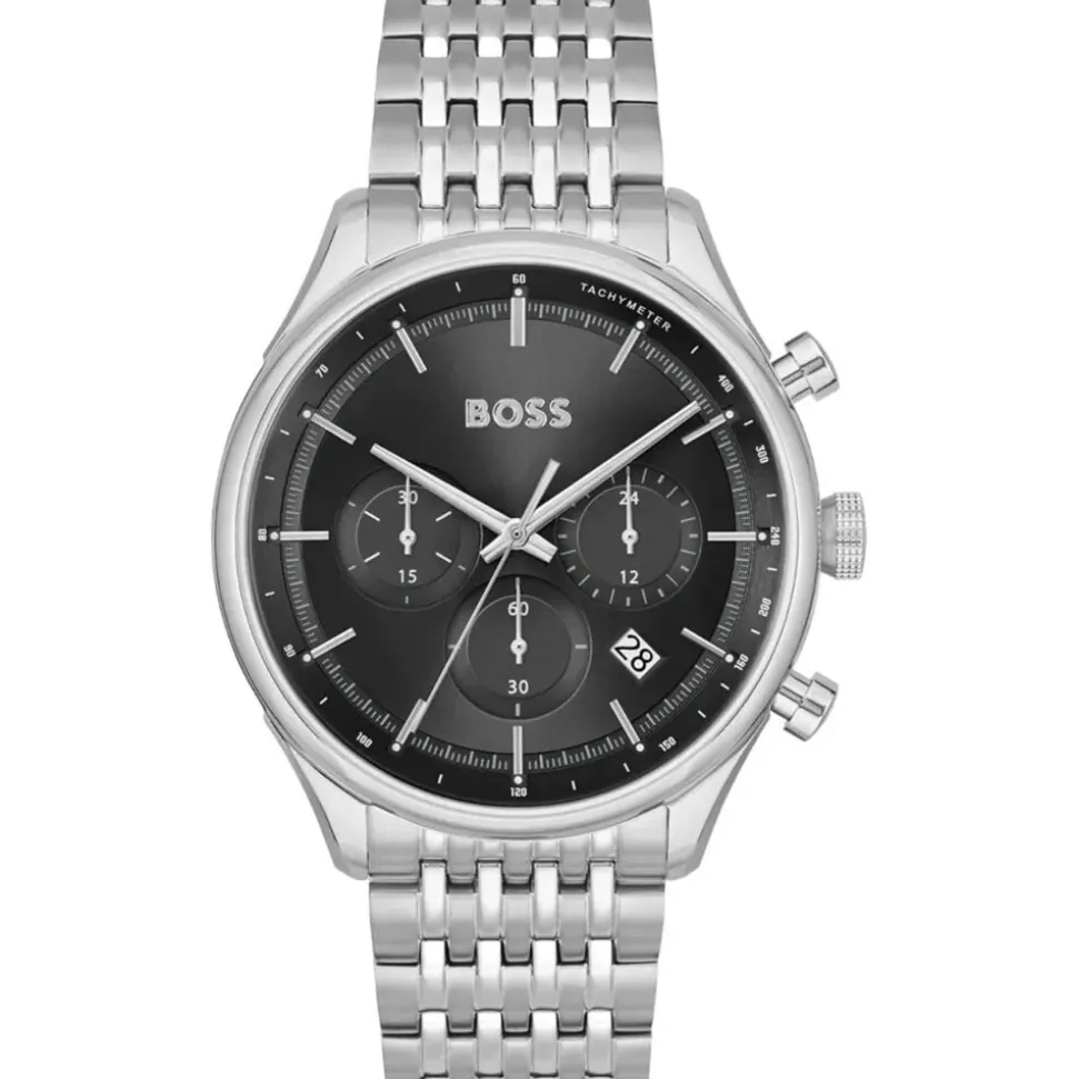 BOSS Sport Lux 45mm Black Dial Chrono Steel Case Watch