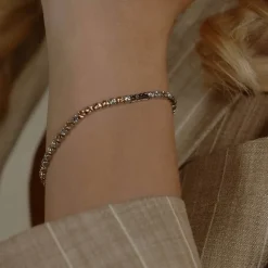 BOSS Stainless Steel Clear & Champagne Coloured Crystals Tennis Bracelet
