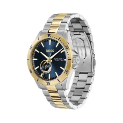 BOSS Troper Automatic 42mm Blue Open Heart Dial Two-Tone Steel Bracelet Watch