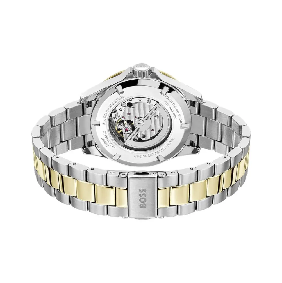 BOSS Troper Automatic 42mm Blue Open Heart Dial Two-Tone Steel Bracelet Watch