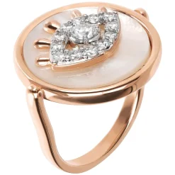 Bronzallure Alba Collection Cubic Zirconia All-Seeing Eye Mother Of Pearl Ring