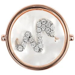 Bronzallure Alba Collection Cubic Zirconia Snake Mother Of Pearl Ring