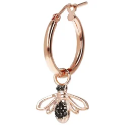 Bronzallure Altissima Collection Bee Black Spinel Single Hoop Ladies Earring