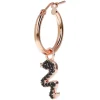 Bronzallure Altissima Collection Snake Black Spinel Single Hoop Ladies Earring