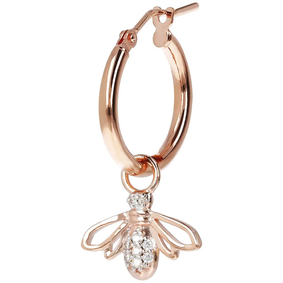 Bronzallure Altissima Collection Bee Cubic Zirconia Single Hoop Ladies Earring