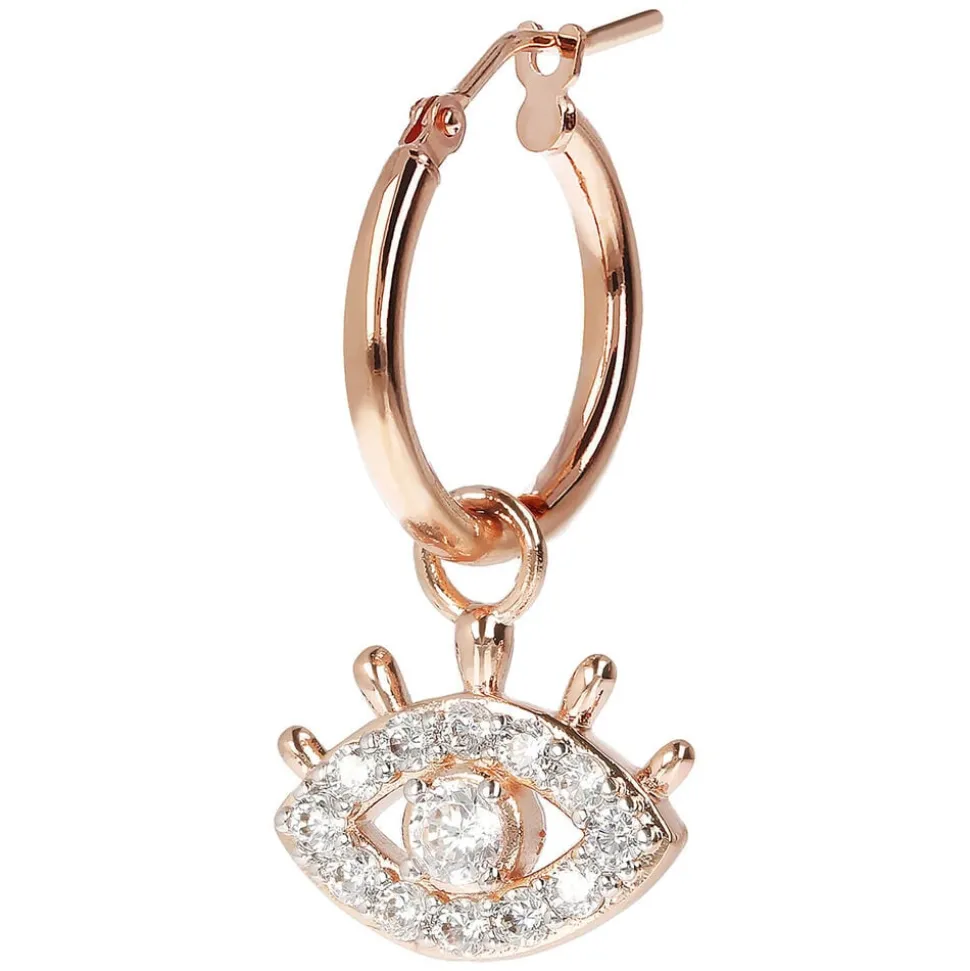 Bronzallure Altissima Collection All Seeing Eye Cubic Zirconia Single Hoop Ladies Earring
