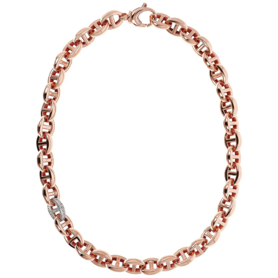 Bronzallure Altissima Collection Anchor Link Cubic Zirconia Ladies Necklet