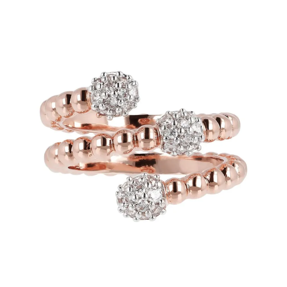 Bronzallure Altissima 18ct Rose Gold-Plated Beaded Wrap Ring