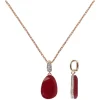 Bronzallure Cameo Collection Plum Agate Cubic Zirconia Tear Drop Pendant 17.5' Ladies Necklace